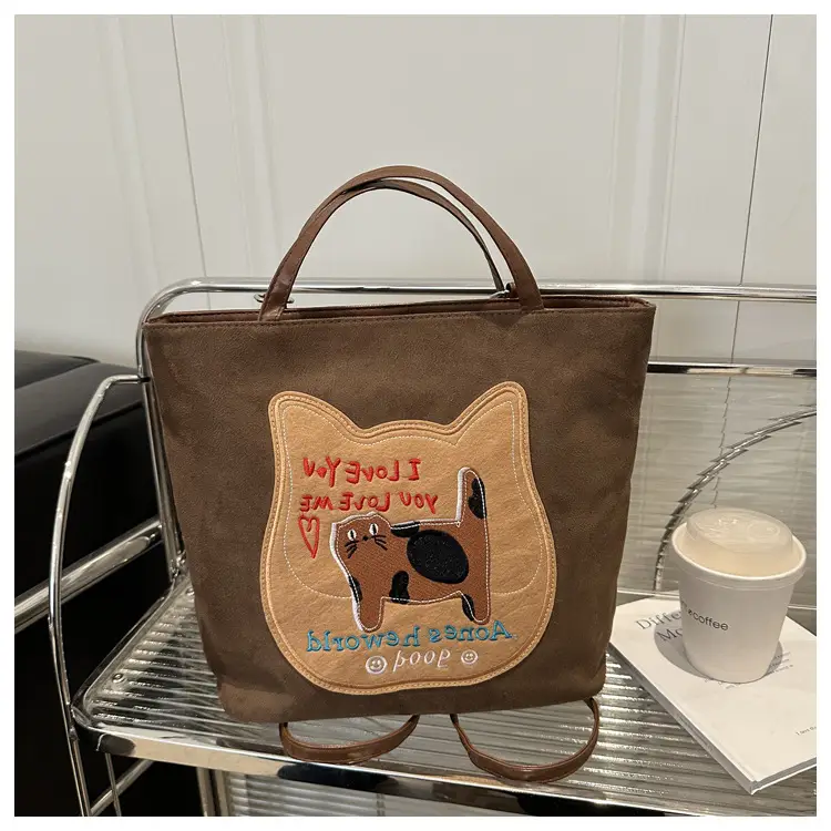 Cute Korean Style Pink Dog Print Commuter Tote Bag — feature 24