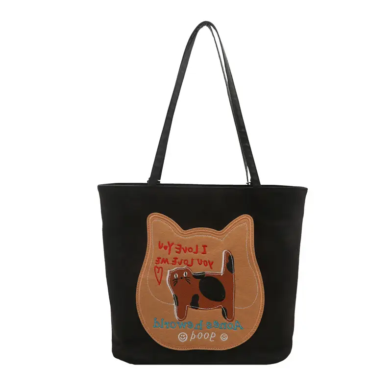 Cute Korean Style Pink Dog Print Commuter Tote Bag
