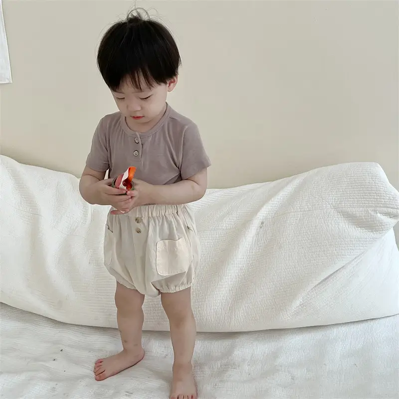 Kids Button Short Sleeve T-Shirt Shorts Set 2026 - Image 8