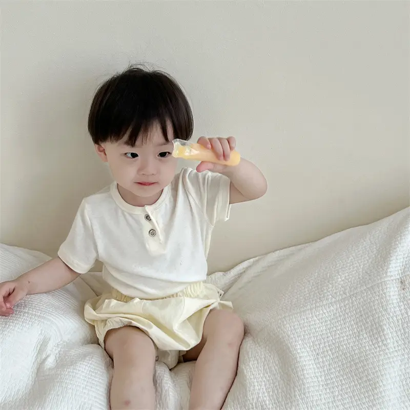 Kids Button Short Sleeve T-Shirt Shorts Set 2026 - Image 10
