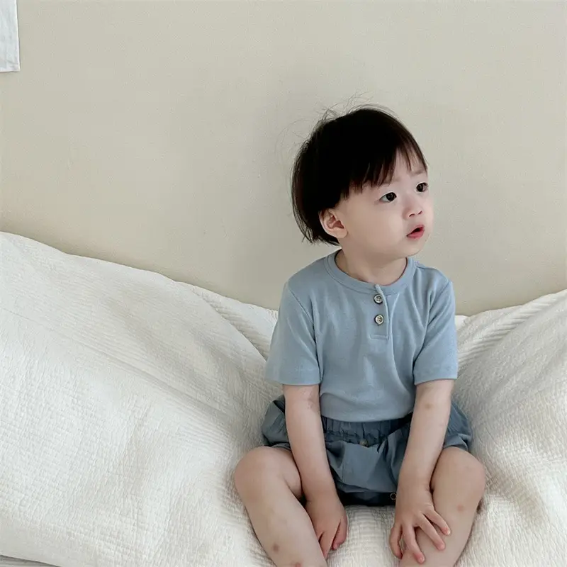 Kids Button Short Sleeve T-Shirt Shorts Set 2026 — feature 13