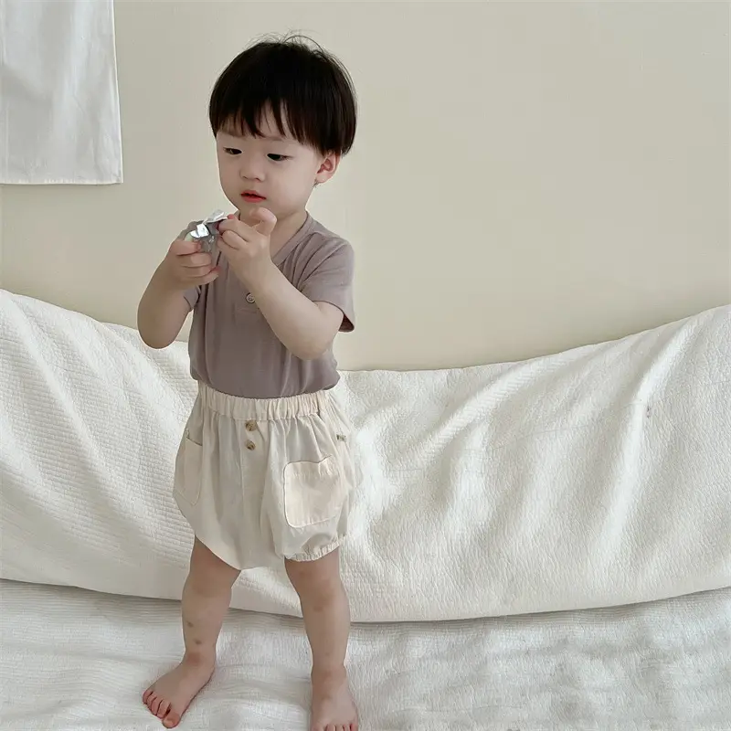 Kids Button Short Sleeve T-Shirt Shorts Set 2026 - Image 4