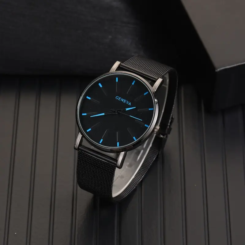 Cross-Border Popular Ultra-Thin Watch Men's Alloy Mesh Strap Simple Quartz Watch Fashion Business Men's Watch Wholesale — feature 12