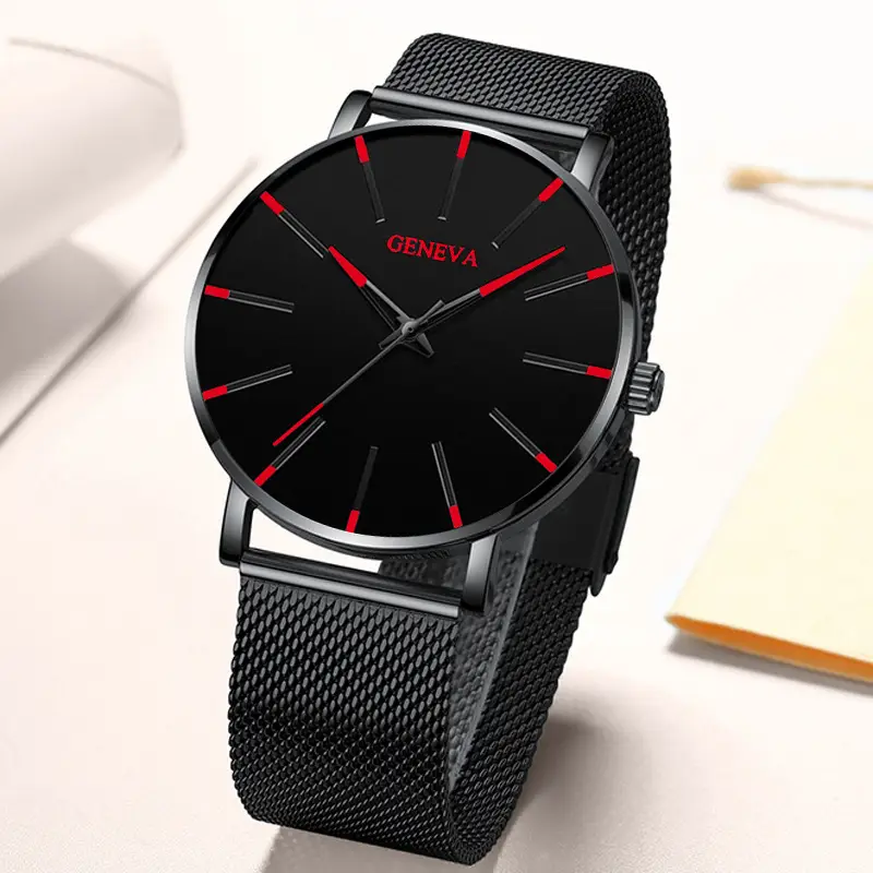 Cross-Border Popular Ultra-Thin Watch Men's Alloy Mesh Strap Simple Quartz Watch Fashion Business Men's Watch Wholesale — feature 4
