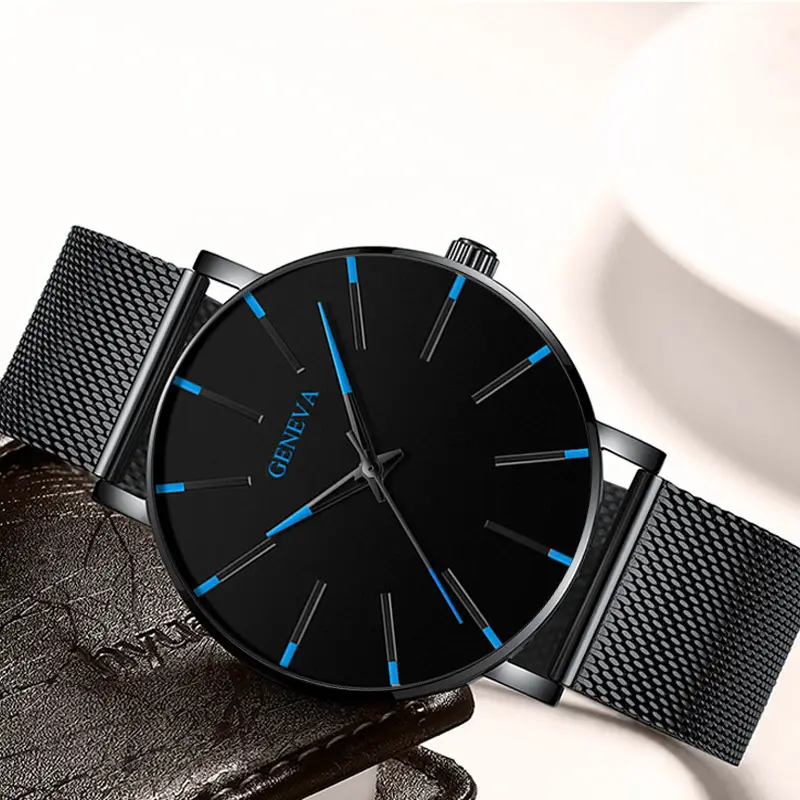 Cross-Border Popular Ultra-Thin Watch Men's Alloy Mesh Strap Simple Quartz Watch Fashion Business Men's Watch Wholesale — feature 5