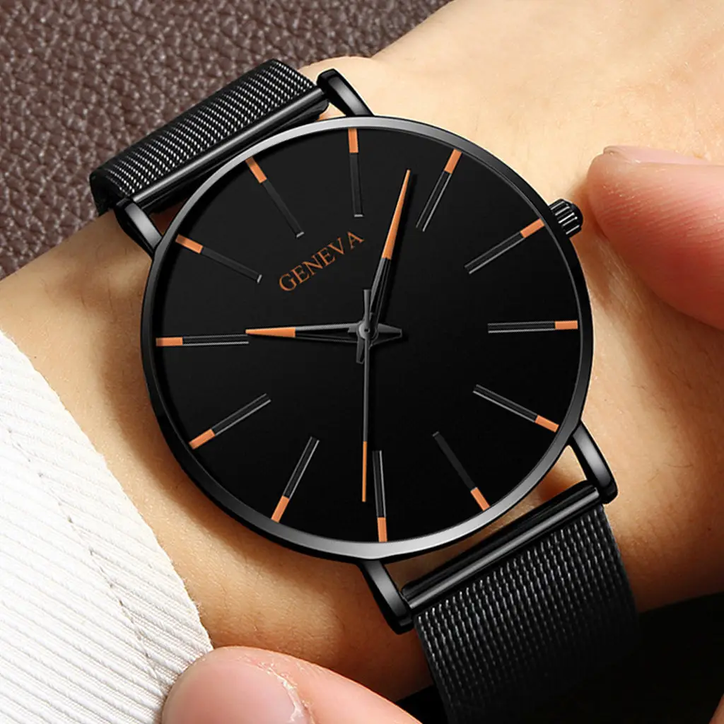 Cross-Border Popular Ultra-Thin Watch Men's Alloy Mesh Strap Simple Quartz Watch Fashion Business Men's Watch Wholesale — feature 7