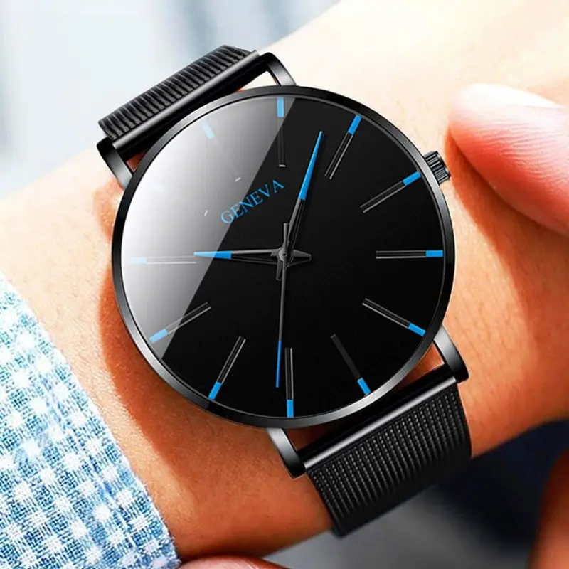 Cross-Border Popular Ultra-Thin Watch Men's Alloy Mesh Strap Simple Quartz Watch Fashion Business Men's Watch Wholesale — feature 8
