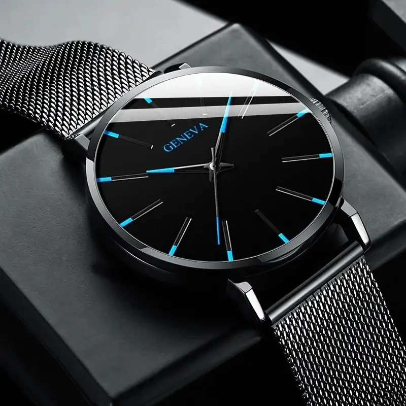 Cross-Border Popular Ultra-Thin Watch Men's Alloy Mesh Strap Simple Quartz Watch Fashion Business Men's Watch Wholesale — feature 9