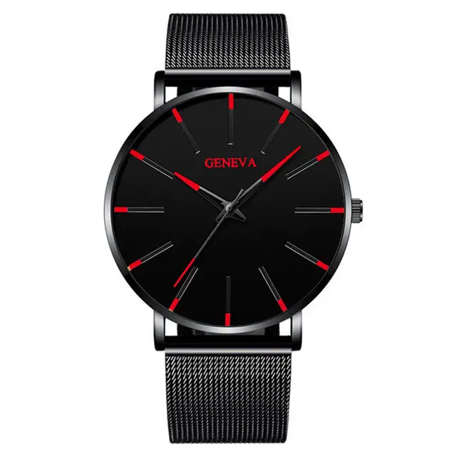 Cross-Border Popular Ultra-Thin Watch Men's Alloy Mesh Strap Simple Quartz Watch Fashion Business Men's Watch Wholesale