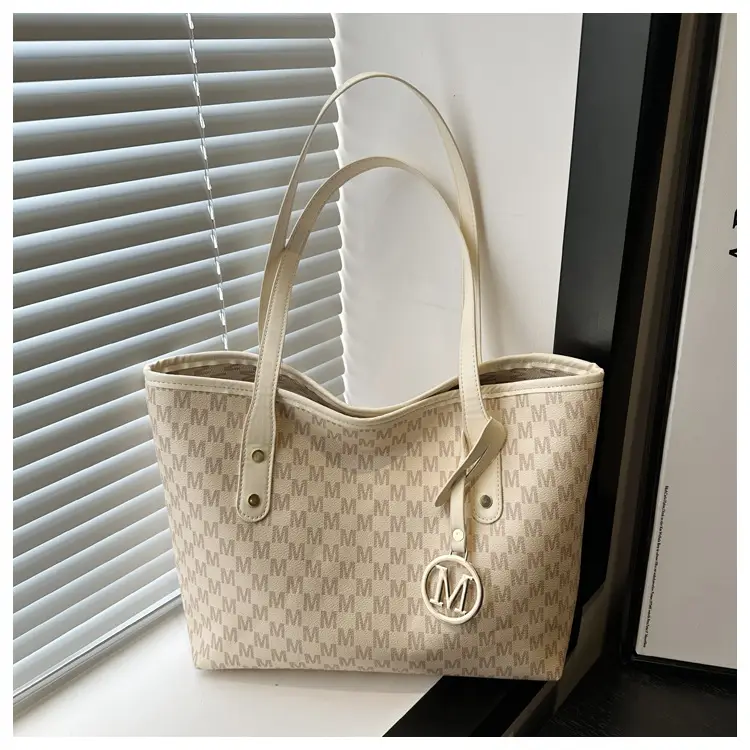 Women's Black Checkered H-Style Shoulder Bag with Gold Logo — feature 21