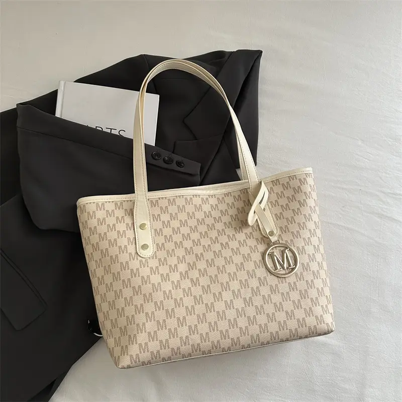 Women's Black Checkered H-Style Shoulder Bag with Gold Logo - Image 2