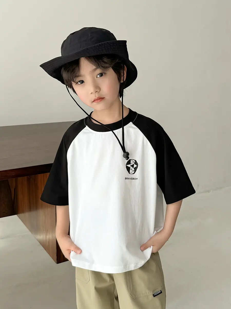 Boys Cotton Graphic T-Shirt Black White Summer 2026