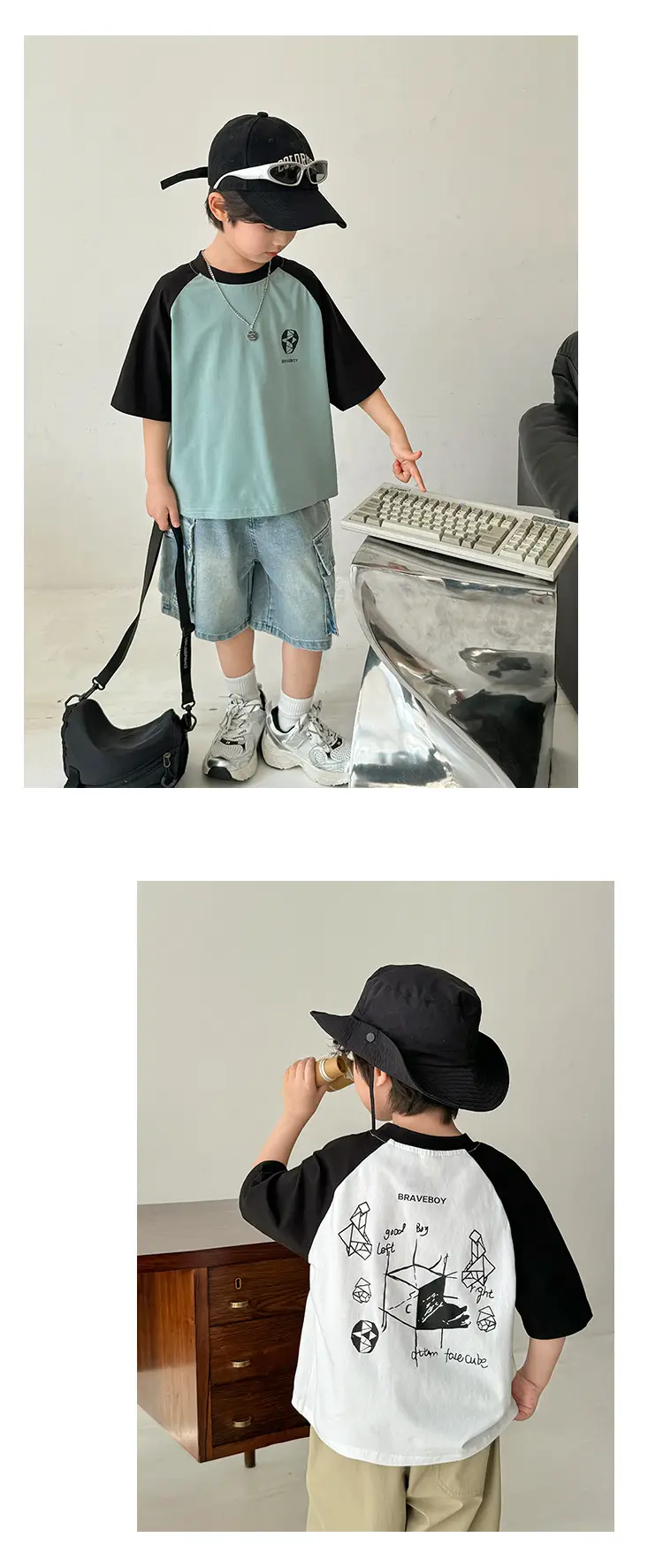 Boys Cotton Graphic T-Shirt Black White Summer 2026 — feature 11