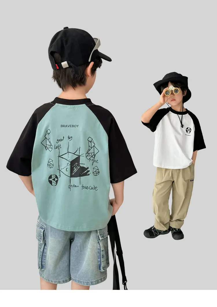 Boys Cotton Graphic T-Shirt Black White Summer 2026 — feature 2