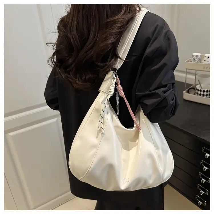 Women's Cream Shoulder Crossbody Tote Bag with Tassel — feature 18