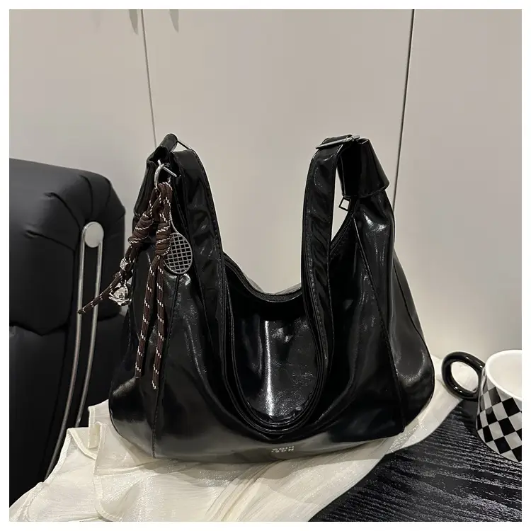 Women's Cream Shoulder Crossbody Tote Bag with Tassel — feature 23