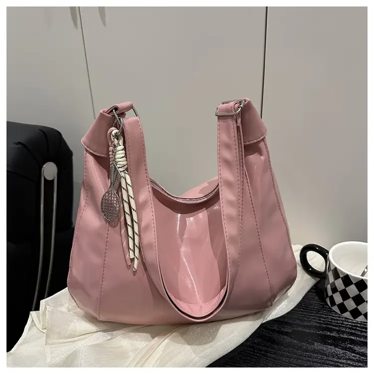 Women's Cream Shoulder Crossbody Tote Bag with Tassel — feature 24