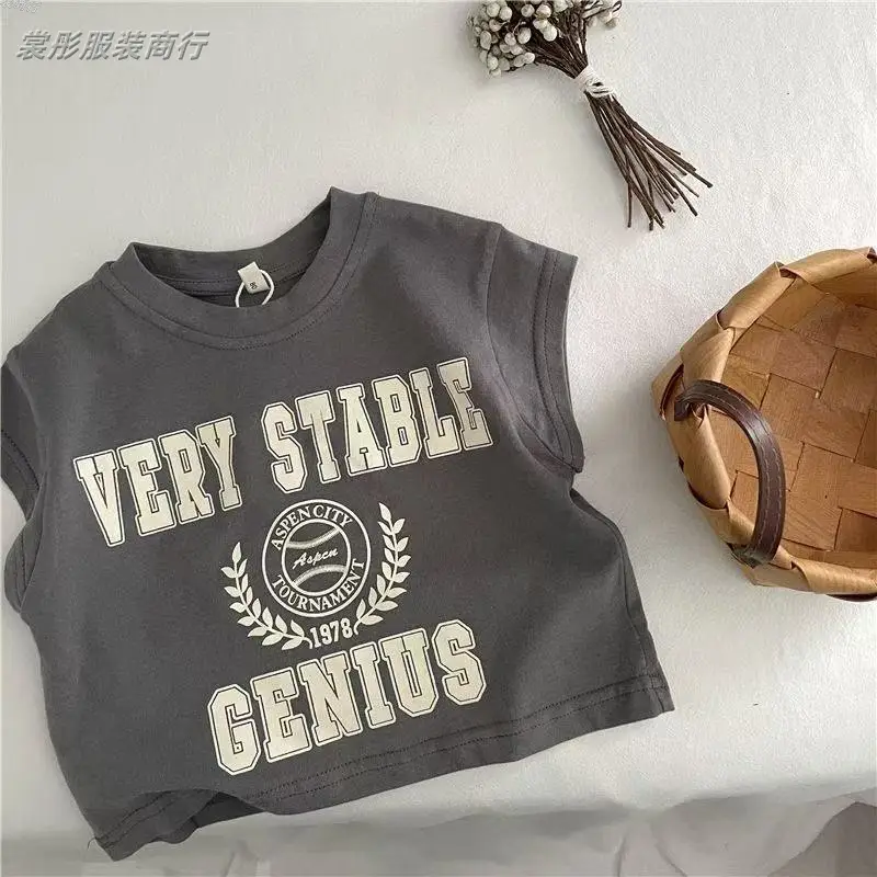 Kids Korean Style Cotton T-Shirts Set Grey White - Image 5