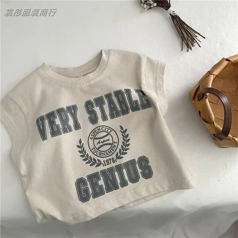 Kids Korean Style Cotton T-Shirts Set Grey White — feature 3