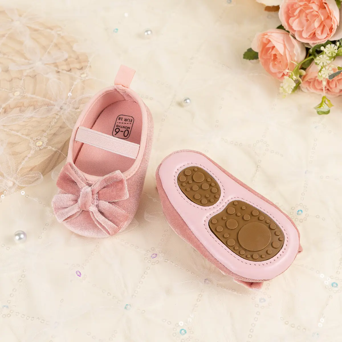 Cross-border New Spring Velvet Bow Princess Shoes Baby Korean Style Cute Solid Color Toddler Shoes — feature 13