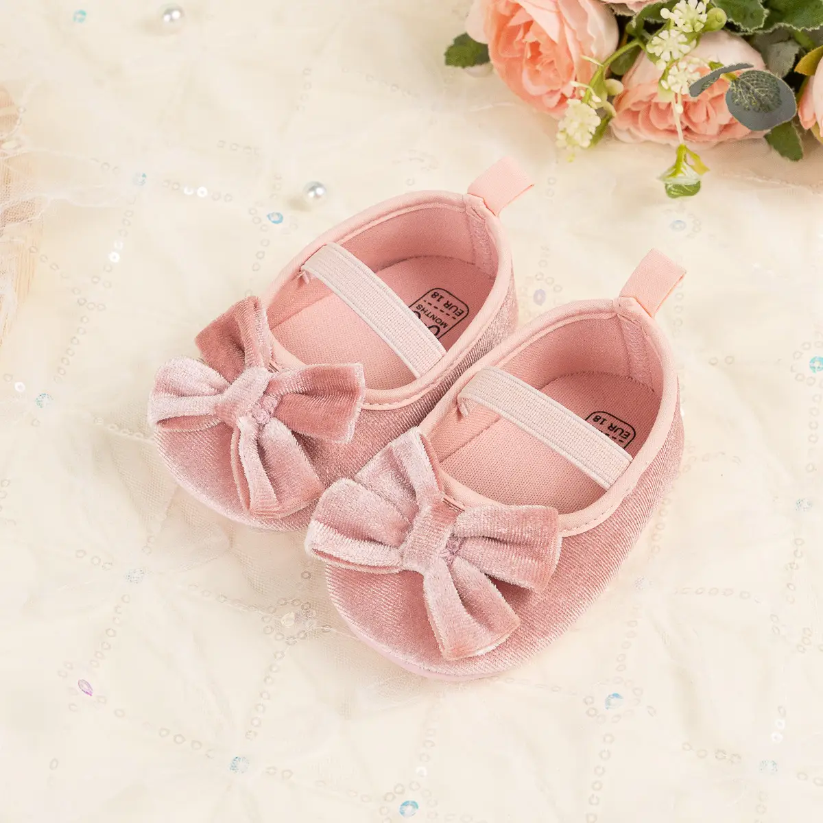Cross-border New Spring Velvet Bow Princess Shoes Baby Korean Style Cute Solid Color Toddler Shoes — feature 15