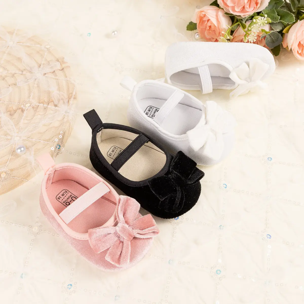 Cross-border New Spring Velvet Bow Princess Shoes Baby Korean Style Cute Solid Color Toddler Shoes — feature 4