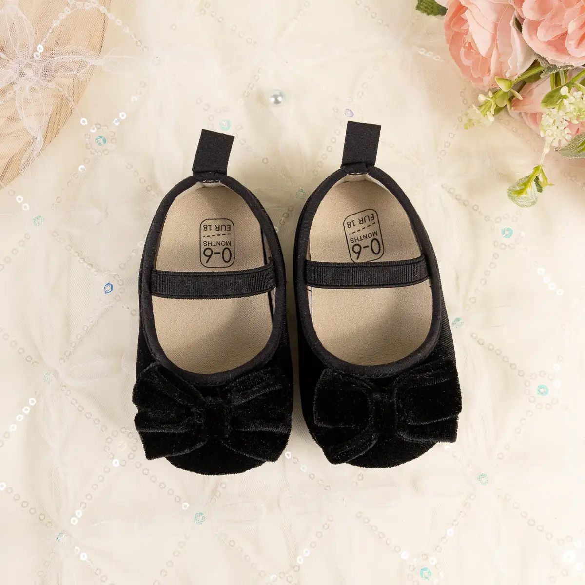 Cross-border New Spring Velvet Bow Princess Shoes Baby Korean Style Cute Solid Color Toddler Shoes — feature 6