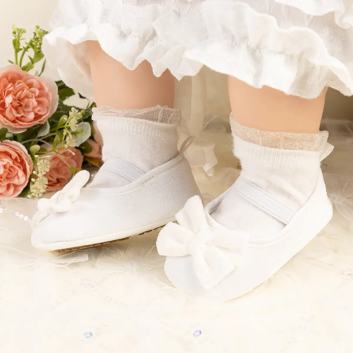 Cross-border New Spring Velvet Bow Princess Shoes Baby Korean Style Cute Solid Color Toddler Shoes — feature 8