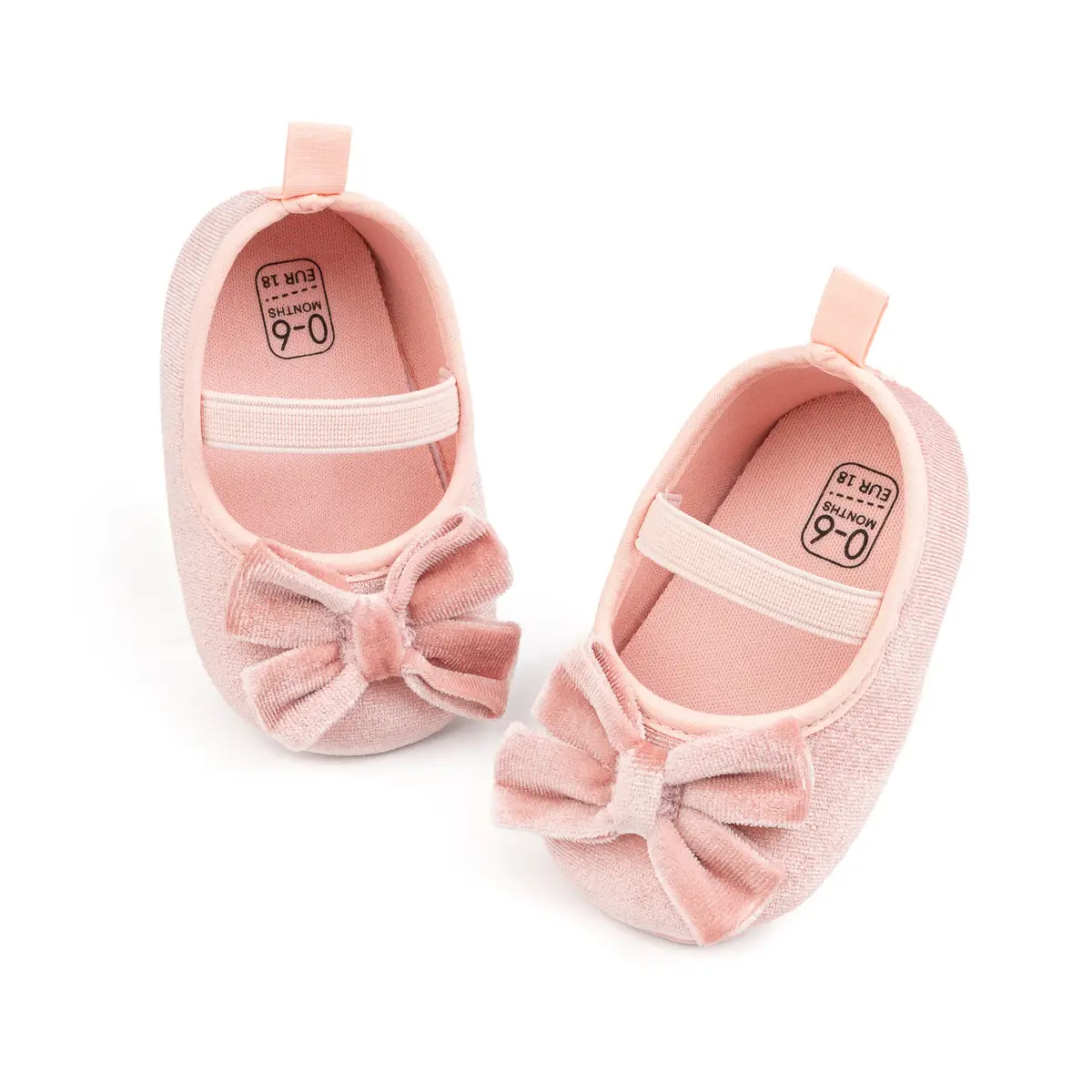 Cross-border New Spring Velvet Bow Princess Shoes Baby Korean Style Cute Solid Color Toddler Shoes