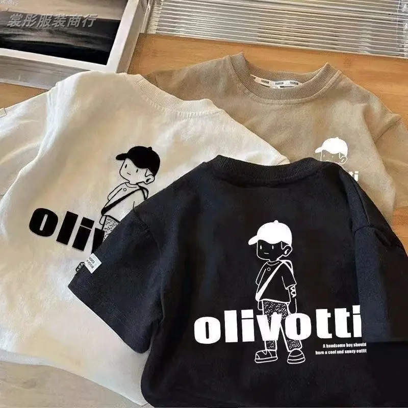 100% Cotton Boys T-Shirt Olive Green Olive Green