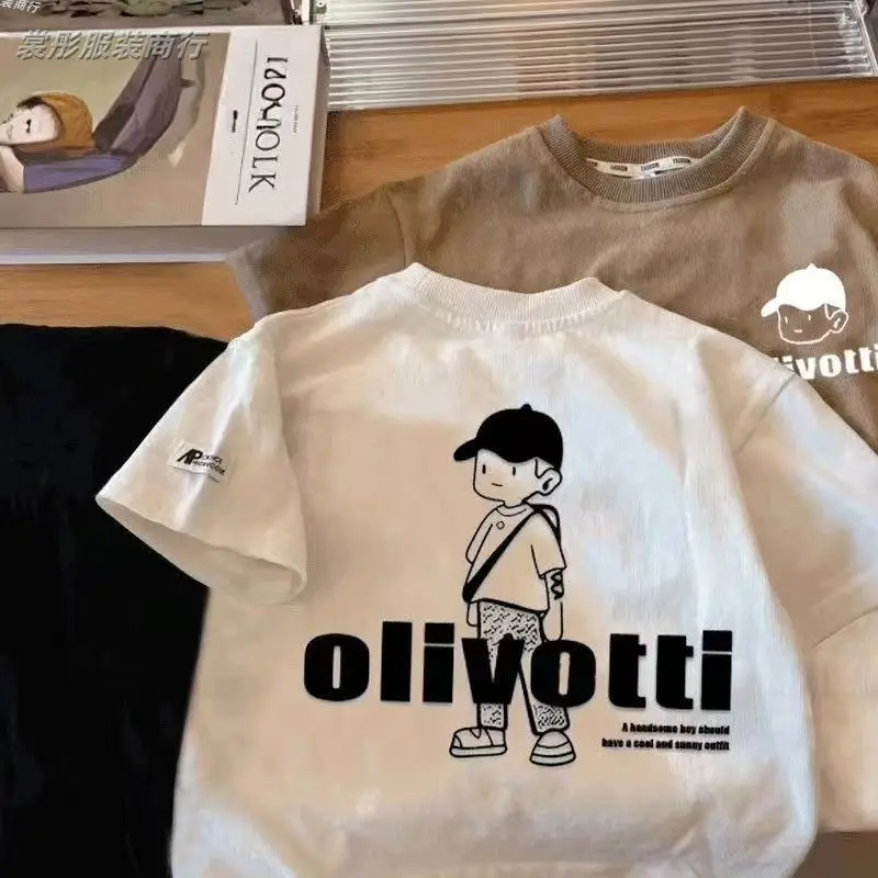 100% Cotton Boys T-Shirt Olive Green Olive Green — feature 1