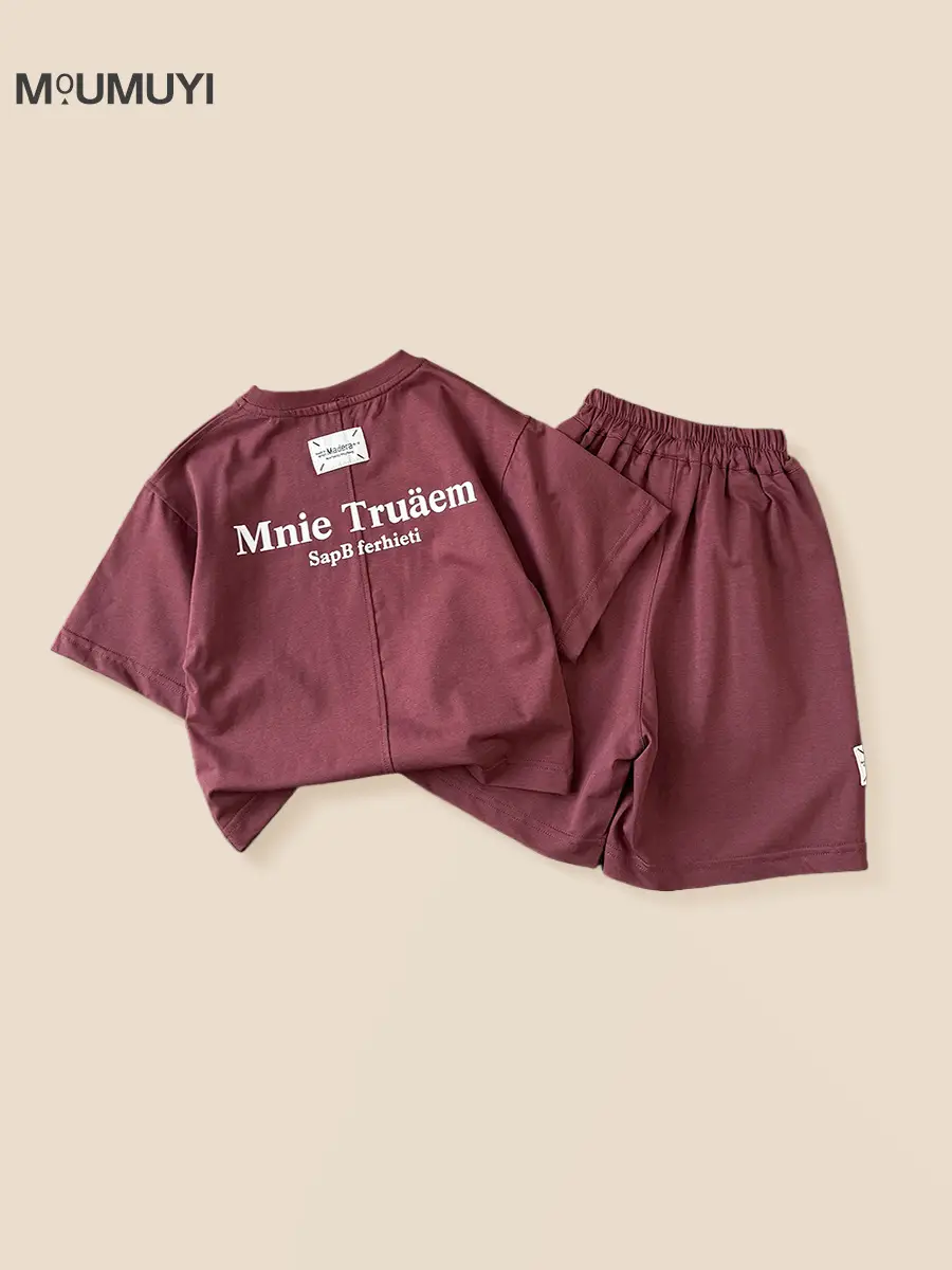 Boys Letter T-Shirt Shorts Set White 2026 Summer