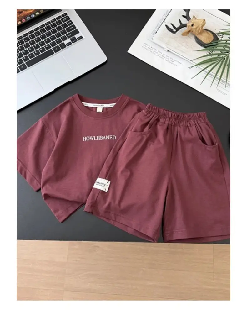 Boys Letter T-Shirt Shorts Set White 2026 Summer — feature 16