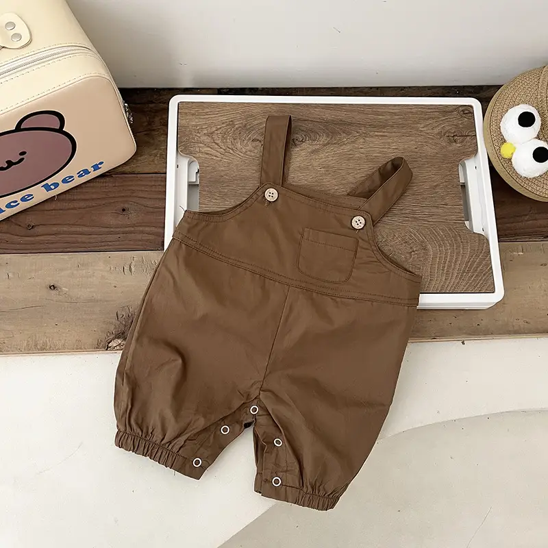 Brown Over-the-Foot Suspenders Pants Set for Boys 2025 - Image 2