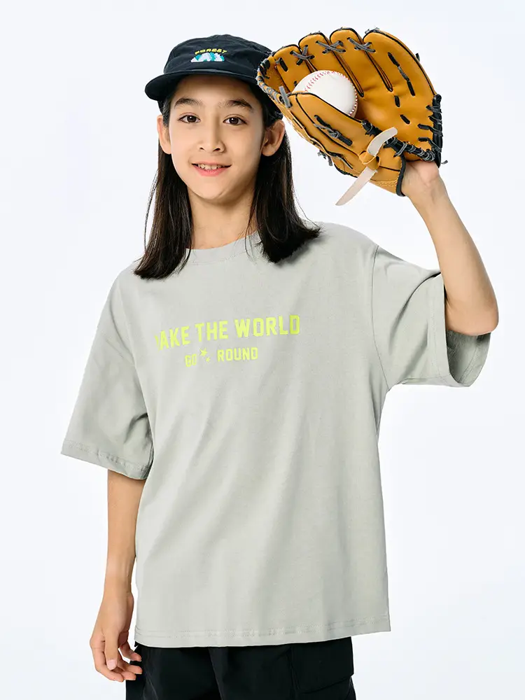 Kids American Style Printed T-Shirt Grey Short Sleeve - Image 4