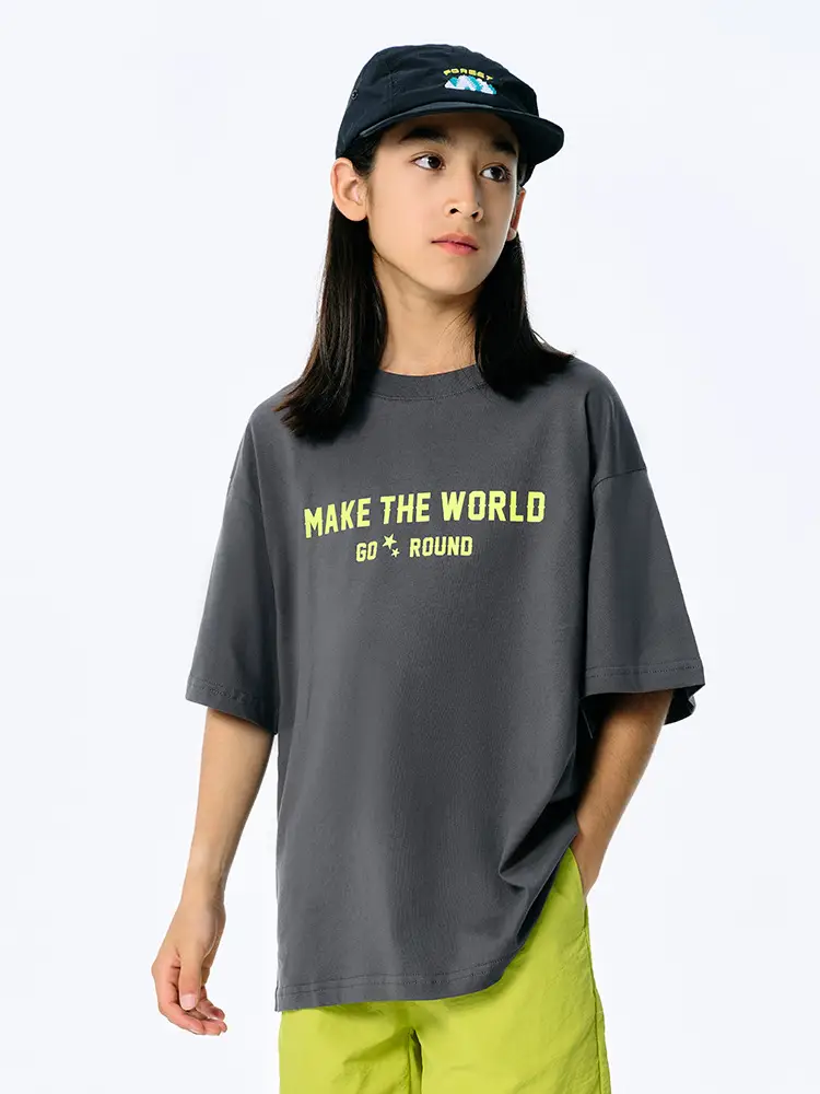 Kids American Style Printed T-Shirt Grey Short Sleeve - Image 5
