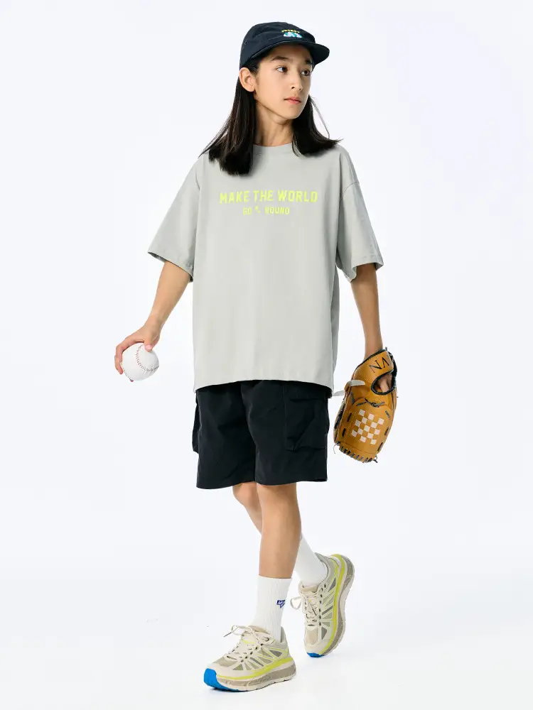 Kids American Style Printed T-Shirt Grey Short Sleeve - Image 6