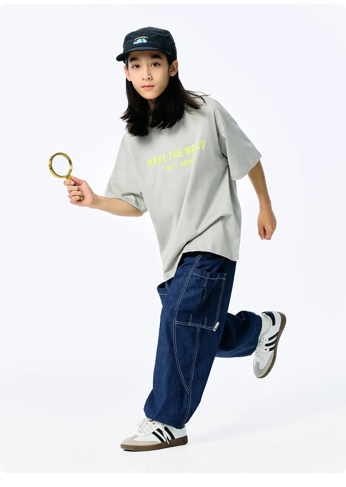 Kids American Style Printed T-Shirt Grey Short Sleeve — feature 14