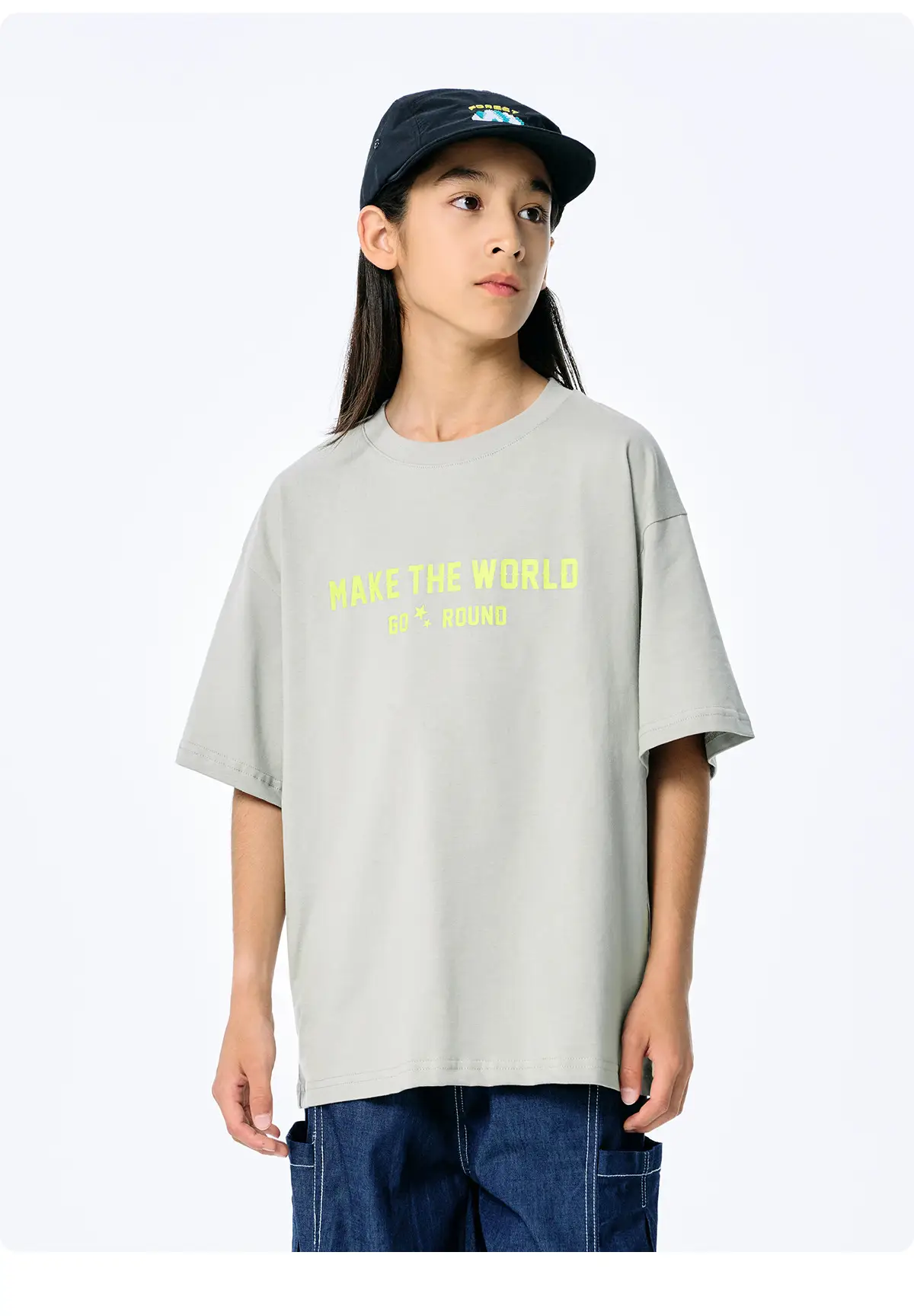 Kids American Style Printed T-Shirt Grey Short Sleeve — feature 17