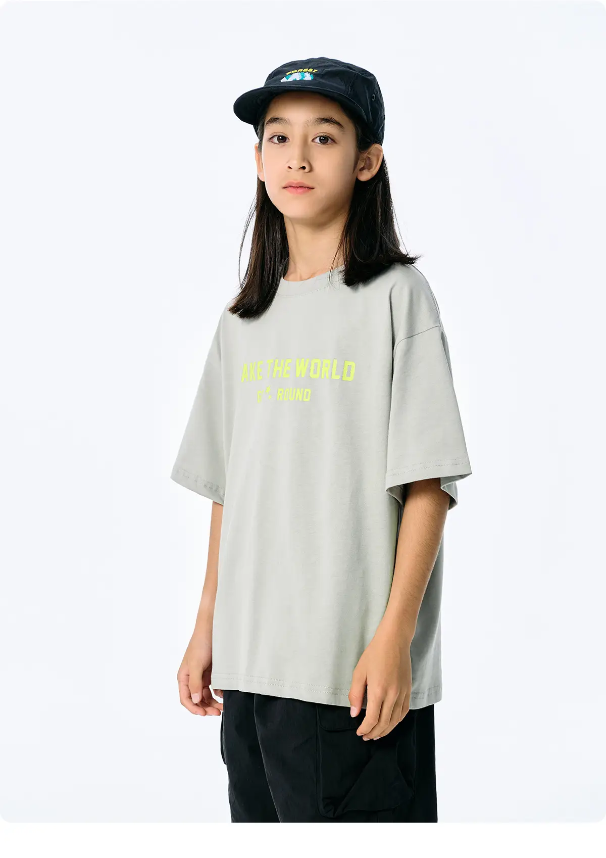 Kids American Style Printed T-Shirt Grey Short Sleeve — feature 18