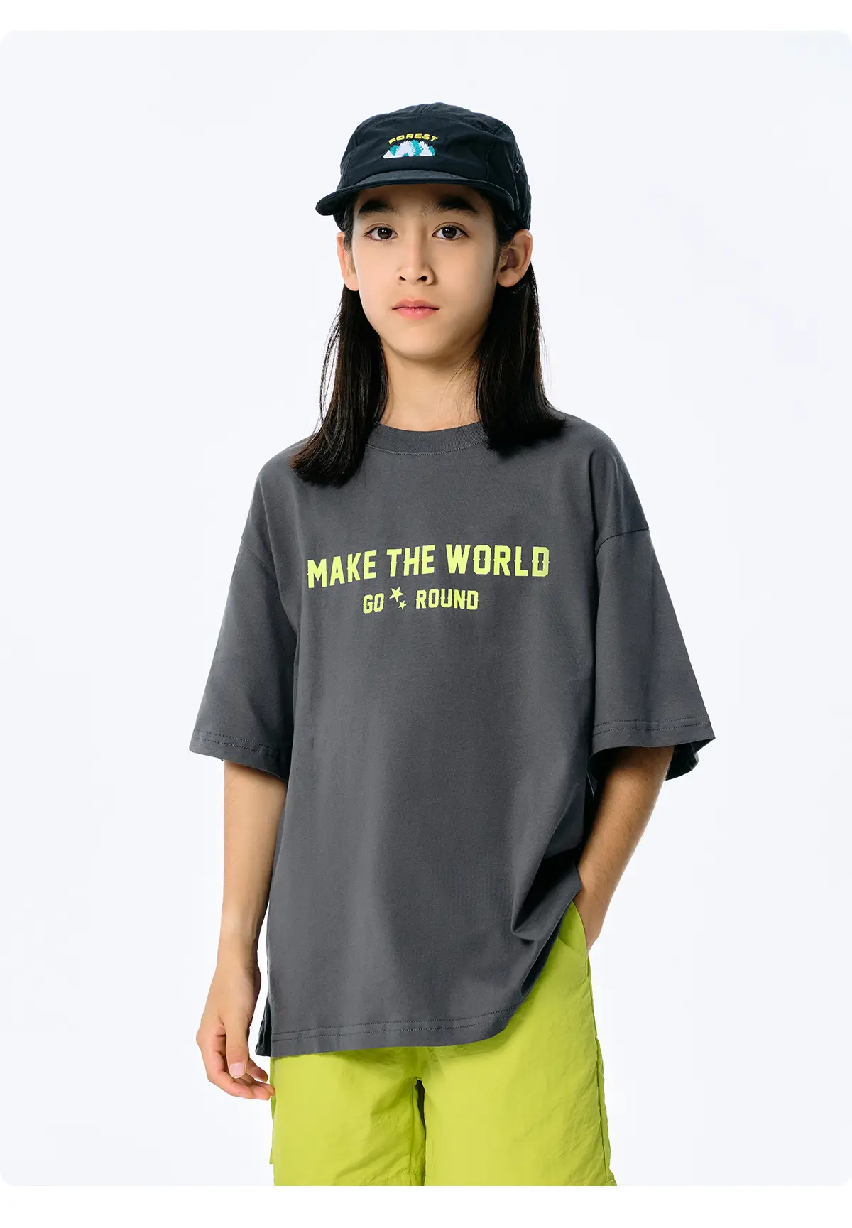 Kids American Style Printed T-Shirt Grey Short Sleeve — feature 26