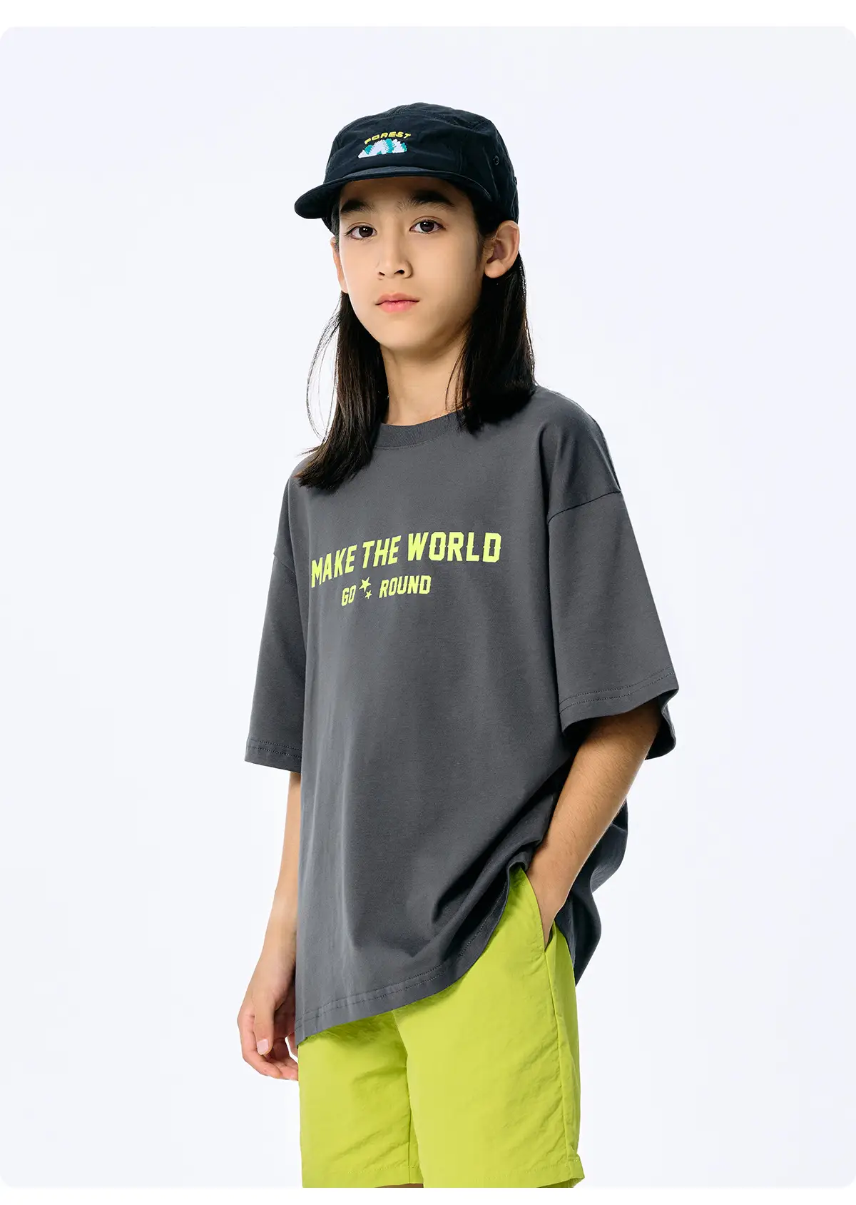 Kids American Style Printed T-Shirt Grey Short Sleeve — feature 27
