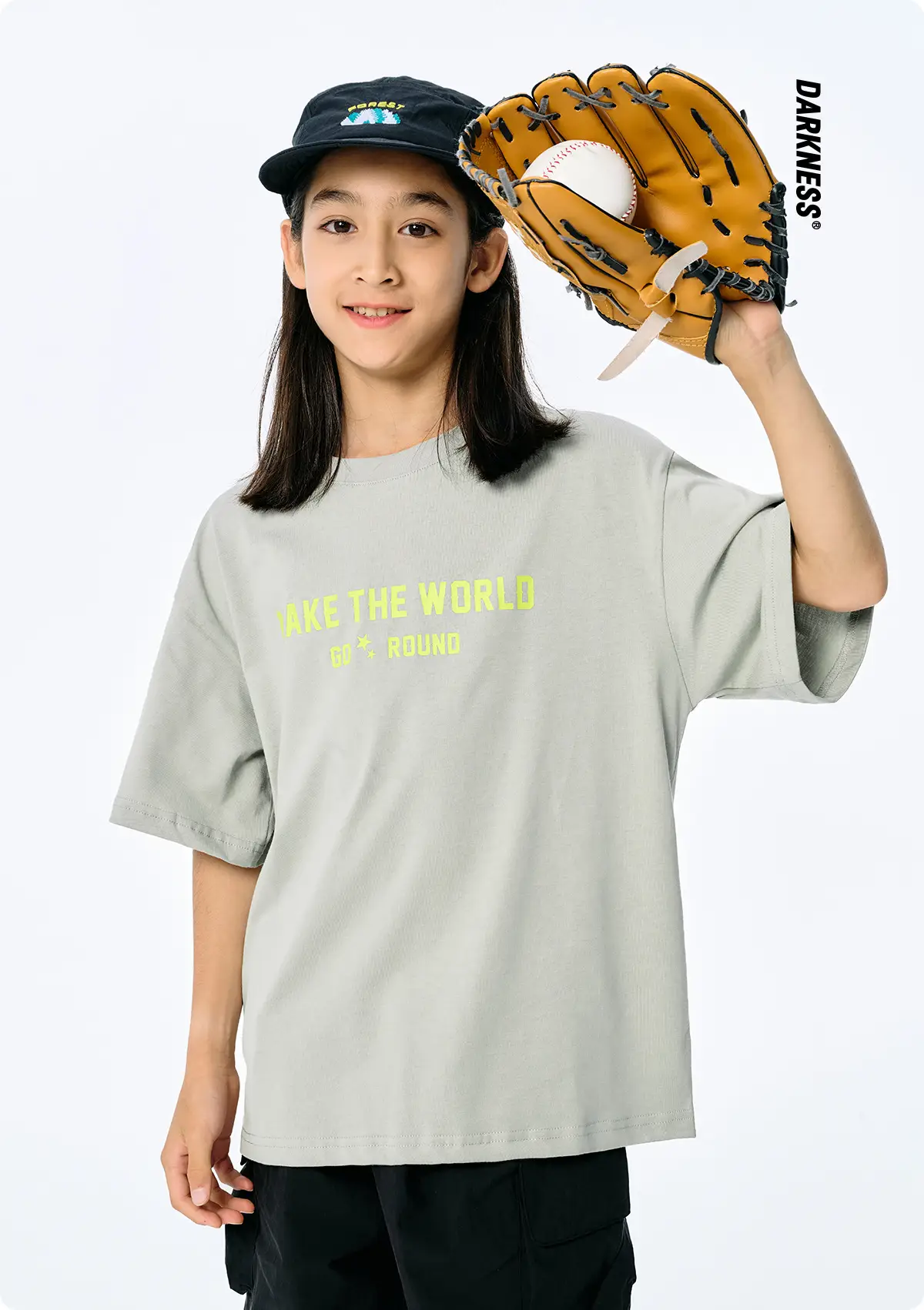 Kids American Style Printed T-Shirt Grey Short Sleeve — feature 4