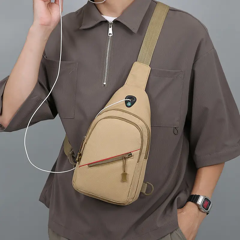 USB Rechargeable Men's Camo Crossbody Bag Large Capacity
