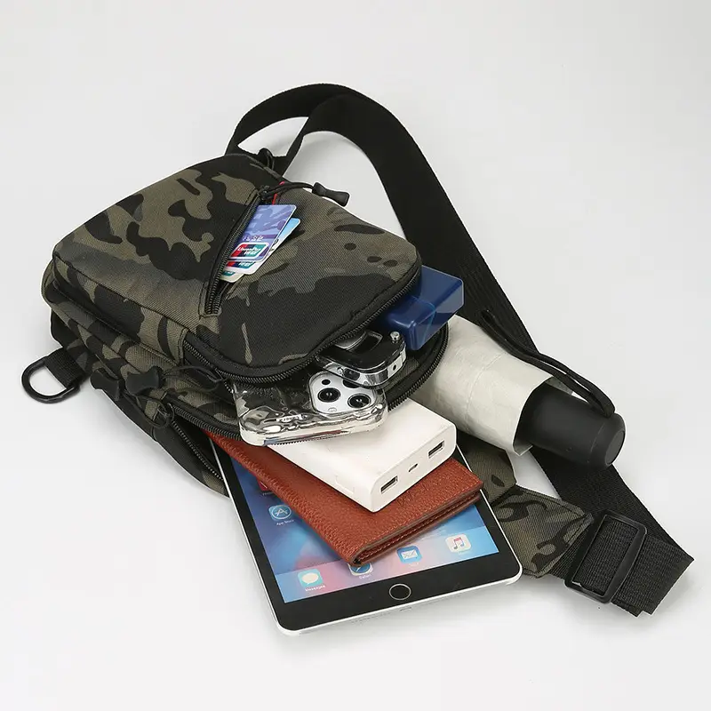 USB Rechargeable Men's Camo Crossbody Bag Large Capacity