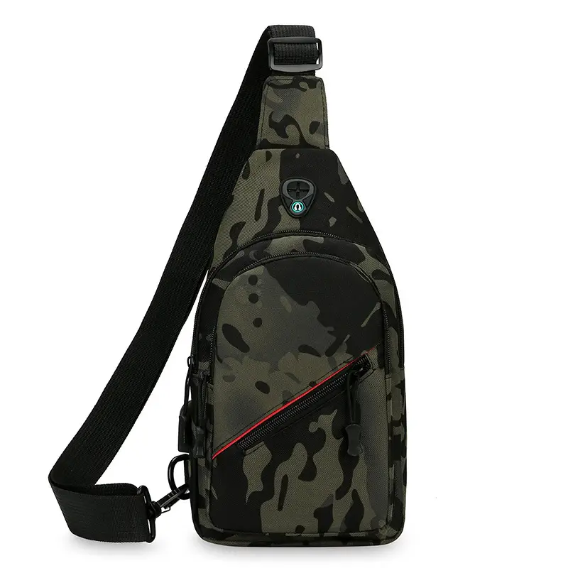 USB Rechargeable Men's Camo Crossbody Bag Large Capacity