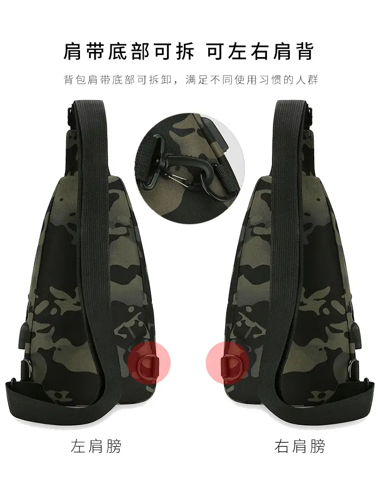 USB Rechargeable Men's Camo Crossbody Bag Large Capacity — feature 8