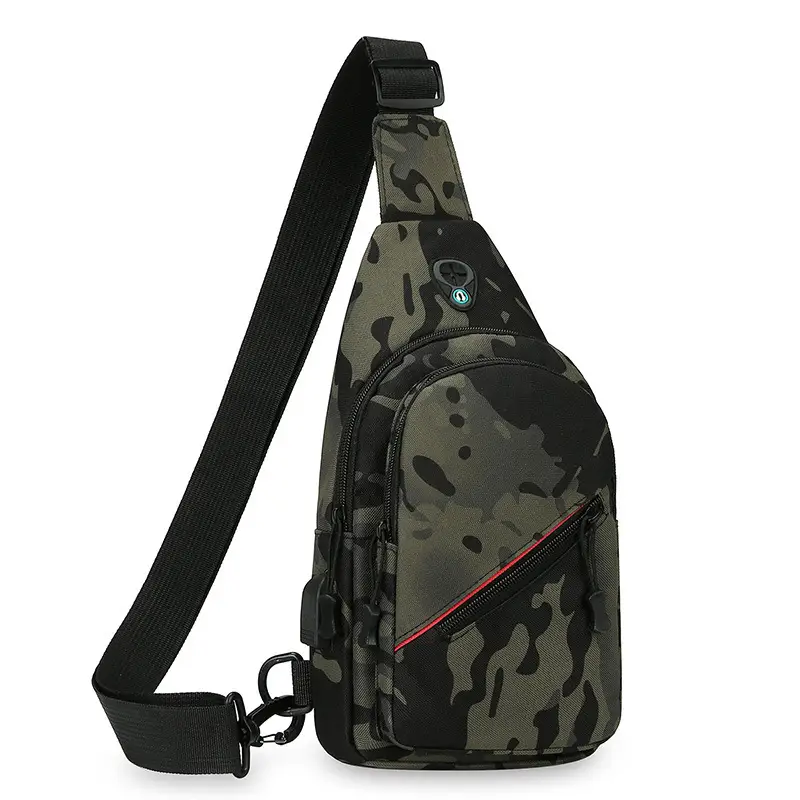 USB Rechargeable Men's Camo Crossbody Bag Large Capacity