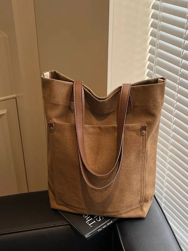 Women Cross-Border Canvas Tote Bag Large Capacity Tan - Image 8
