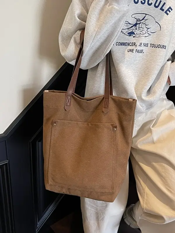 Women Cross-Border Canvas Tote Bag Large Capacity Tan - Image 9